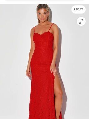 Lulu’s Song of the Siren Red Lace Maxi Dress